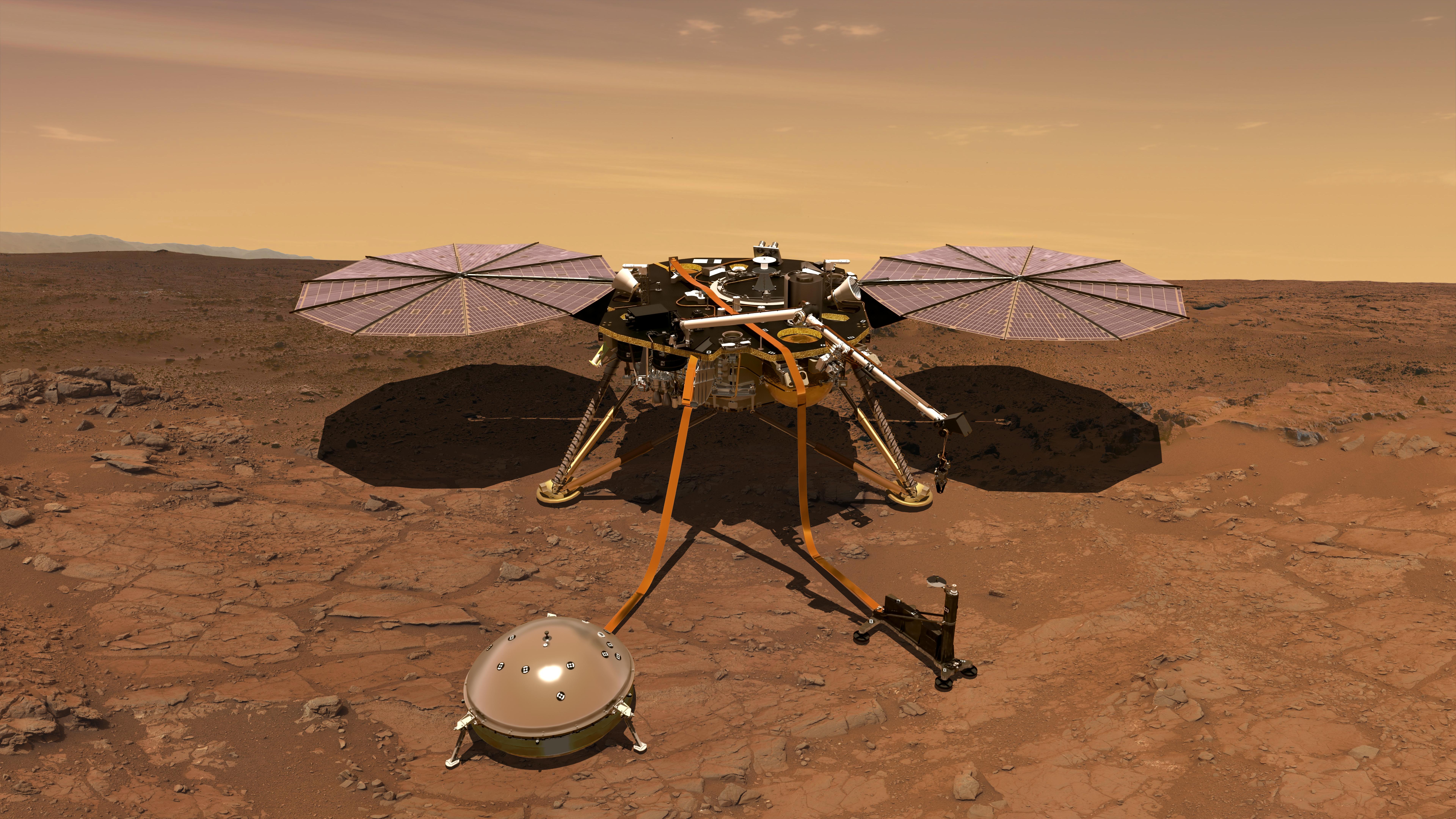 Марсианский зонд. Зонд NASA Insight. Марсоход космический аппарат Insight. Посадочный модуль НАСА Insight Mars. Insight аппарат на Марсе.