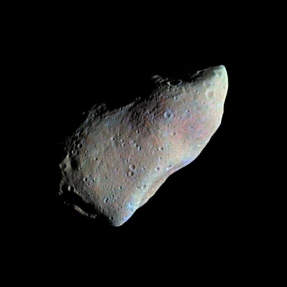 Asteroid Gaspra - Highest Resolution Mosaic (False Color), NASA/JPL image PIA00119_modest.jpg