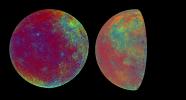 These color visualizations of the Moon were obtained by NASA's Galileo spacecraft as it left the Earth after completing its first Earth Gravity Assist. The images were acquired Dec. 8-9, 1990.