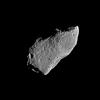 This picture of asteroid 951 Gaspra is a mosaic of two images taken by the Galileo spacecraft from a range of 5,300 kilometers (3,300 miles), some 10 minutes before closest approach on October 29, 1991.