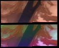 Water ice mixed with dust form the residual north polar ice cap (brown color) in these images from NASA's Viking Orbiter 2.
