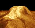 Gula Mons is displayed in this computer-simulated view from NASA's Magellan spacecraft of the surface of Venus.