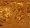 The western half of the planet is displayed in this simple cylindrical map of the surface of Venus obtained by NASA's Magellan spacecraft.