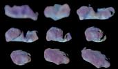 This set of color images of asteroid 243 Ida was taken by the imaging system on NASA's Galileo spacecraft as it approached and raced past the asteroid on August 28, 1993.