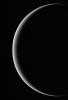 This image shows a crescent Uranus, a view that Earthlings never witnessed until Voyager 2 flew near and then beyond Uranus on Jan 24, 1986.