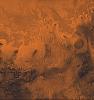 This image from NASA's Viking Orbiter 2 is of the south Chryse basin Valles Marineris outflow channels on Mars. The scene shows on the southwest corner the chaotic terrain of the east part of Valles Marineris and two of its related canyons.