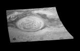 The Great Red Spot (GRS) of Jupiter as seen by NASA's Galileo imaging system. The image is a mosaic of six images taken over an 80 second interval during the first GRS observing sequence on June 26, 1996.