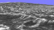 Topographic detail is seen in a stereoscopic view of this part of Jupiter's moon Ganymede. This image is a computer reconstruction from two images taken by NASA's Galileo spacecraft in 1996.