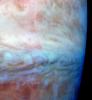 This false color mosaic shows a belt-zone boundary near Jupiter's equator. The images that make up the four quadrants of this mosaic were taken within a few minutes of each other. These images were taken on Nov. 5, 1996 by NASA's Galileo orbiter.