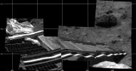 NASA Mars Pathfinder's rear rover ramp can be seen successfully unfurled in this image, taken at the end of July 5, 1997 Sol 2 by the Imager for Mars Pathfinder (IMP). 