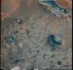 This false-color combination image highlights details of wind effects on the Martian soil at NASA's Pathfinder landing site. Red and blue filter images have been combined to enhance brightness contrasts among several soil units.