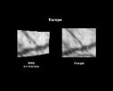 These observations of NASA's Voyager and Galileo's Near Infrared Mapping Spectrometer shows the interception of two lineas or fractures on the Northern hemisphere of Europa.