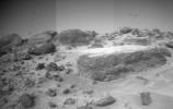This image of the rock 'Flat Top' was taken from one of NASA's Sojourner rover's front cameras on Sol 42. Sol 1 began on July 4, 1997.