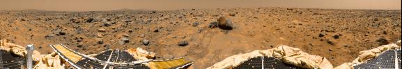 This is a 'geometrically improved, color enhanced' version of the 360-degree panorama heretofore known as the 'Gallery Pan,' the first contiguous, uniform panorama taken by NASA's Imager for Mars Pathfinder (IMP). Sol 1 began on July 4, 1997.