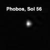 Mars' innermost natural satellite, Phobos, is seen from the planet's surface in this Pathfinder image taken at night on Sol 56. This picture was acquired by NASA's Imager for Mars Pathfinder (IMP) camera. Sol 1 began on July 4, 1997.
