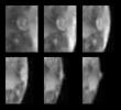 Six views of the volcanic plume named Prometheus, as seen against Io's disk and near the bright limb (edge) of the satellite by NASA's Galileo spacecraft during its second (G2) orbit of Jupiter.