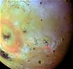 The varied effects of Ionian volcanism can be seen in this false color infrared composite image of Io's trailing hemisphere. Color data from Galileo's first orbit have been combined with a higher resolution clear filter picture taken on the third orbit.