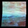 False-color mosaic of a belt-zone boundary near Jupiter's equator. The images that make up the four quadrants of this mosaic were taken by the Solid State Imaging system aboard NASA's Galileo spacecraft.