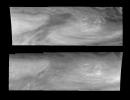 Mosaics of an equatorial 'hotspot' on Jupiter at 727 nanometers (top) and 889 nanometers (bottom). The mosaics captured by the Solid State Imaging system aboard NASA's Galileo spacecraft cover an area of 34,000 kilometers by 11,000 kilometers.