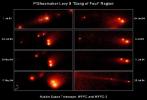 This series of eight NASA Hubble Space Telescope 'snapshots' shows the evolution of the P-Q complex, also called the 'gang of four' region, of comet P/Shoemaker-Levy 9.