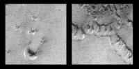 This image acquired on July 26, 1998 by NASA's Mars Global Surveyor shows a spring time view of Mars' north polar sand dunes.