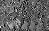 This mosaic of the Conamara Chaos region on Jupiter's moon, Europa, clearly indicates relatively recent resurfacing of Europa's surface. The background image in this picture was taken during NASA's Galileo spacecraft's sixth orbit of Jupiter.