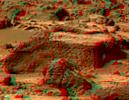 This anaglyph view of 'Chimp,' south southwest of the lander, was produced by NASA's Mars Pathfinder's Imager camera. 3D glasses are necessary to identify surface detail. 