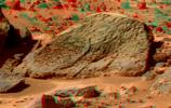 This anaglyph view of 'Half Dome' was produced by NASA's Mars Pathfinder's Imager camera. 3D glasses are necessary to identify surface detail.