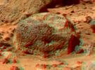 This anaglyph view of 'Stimpy', in the 'Rock Garden,' was produced by NASA's Mars Pathfinder's Imager camera. 3D glasses are necessary to identify surface detail.