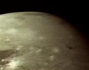 This color picture as acquired by NASA's Voyager 1 during its approach to Ganymede on Monday afternoon Mar. 5, 1979. This picture is of a region in the northern hemisphere near the terminator.