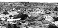 This is the right image of a stereo image pair taken on the afternoon of Sol 71 (September 14) shows NASA's Sojourner leaving the 'Rock Garden,' an assemblage of large rocks behind and to the right of the rover. Sol 1 began on July 4, 1997.