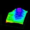 This three-dimensional image from NASA's Spaceborne Imaging Radar-C/X-band Synthetic Aperture Radar of the volcano Kilauea was generated based on interferometric fringes.