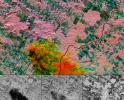 This multi-frequency space radar image from NASA's Spaceborne Imaging Radar-C/X-band Synthetic Aperture of a tropical rainforest in western Brazil.