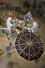NASA's next Mars-bound spacecraft, the Phoenix Mars Lander, partway through assembly and testing at Lockheed Martin Space Systems, Denver, in September 2006.