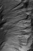NASA's Mars Global Surveyor shows crisp details in a suite of mid-latitude gullies on a crater wall taken on October 12, 2006.