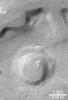 NASA's Mars Global Surveyor shows a crater is in northern Arabia Terra taken in April 1998. Some craters in the middle latitudes of Mars exhibit strange, concentric- and radial-textured patterns on their floors.