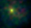 This false-color image shows comet Tempel 1 as seen by NASA's Chandra X-ray Observatory on June 30, 2005, Universal Time. The comet was bright and condensed.