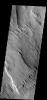 These yardangs are being formed by wind erosion of the Memnonia Sulci deposits on Mars as seen by NASA's 2001 Mars Odyssey.