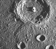 This crater illustrates the narrow hummocky rim facies, radial ridges, and surrounding extensive field of secondary craters. This image of Mercury was taken by NASA's Mariner 10.