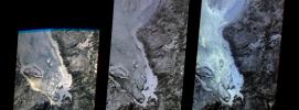 The first images taken by NASA's Multi-angle Imaging SpectroRadiometer (MISR) on February 24, 2000, show the winter landscape of James Bay, Ontario, Canada from three of the instrument's nine cameras.