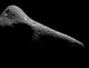 This image of asteroid Eros was taken by NASA's NEAR Shoemaker on Feb 29, 2000. Many parts of the asteroid have 'grooves,' linear troughs about 330 feet wide and several miles long.