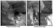 This pair of images depicts the magic worked by JPL engineers to repair radiation damage to images taken by NASA's Galileo spacecraft camera during an October 10 close flyby of Jupiter's volcanic moon Io.