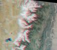 The Tibetan Plateau and a portion of the Himalayan Mountain chain are captured in this stereo image acptured by NASA's Terra satellite May 14, 2000 (Terra orbit 2153). 