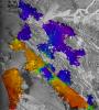 This image of California's Hayward fault is an interferogram created using a pair of images taken by ESA's ERS-1 and ERS-2 in June 1992 and September 1997 over the central San Francisco Bay in California.
