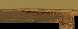 The panoramic camera aboard NASA's Mars Exploration Rover Opportunity acquired this panorama of the 'Payson' outcrop on the western edge of 'Erebus' Crater during Opportunity's sol 744 (Feb. 26, 2006).