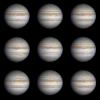 This sequence of nine true-color, narrow-angle images shows the varying appearance of Jupiter as it rotated through more than a complete 360-degree turn. Image from NASA's Cassini spacecraft.
