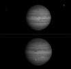 These two images, taken by NASA's Cassini spacecraft, show Jupiter in a near-infrared wavelength, and catch Europa, one of Jupiter's largest moons, at different phases.