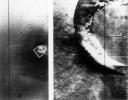A Martian shield volcano, ~25 miles across at the crater, photographed consecutively by NASA's Mariner 9 with the wide-angle and telephoto lenses. The summit crater and groves down the flank were produced by subsidence flowing subsurface movement of magma