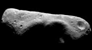 This image of peanut-shaped asteroid Eros, taken by NASA's NEAR Shoemaker on Nov. 30, 2000, shows the cratered terrain south of where the spacecraft touched down on February 12, 2001.