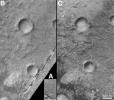 The outlines of NASA's Mariner 9, Viking, and Mars Global Surveyor images are shown are shown in this image from MGS's wide angle context image. In the right figure, sections of each of the three images showing the crater Airy-0 are presented.